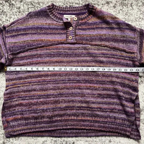 Cleo + Wolf Space Dye Henley Sweater Purple‎ Size Medium - Picture 4 of 8